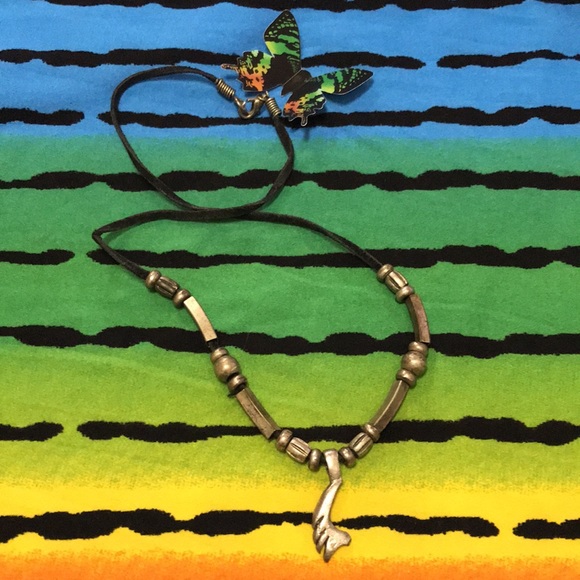 Black Rope Silver Charm Necklace - Picture 8 of 16